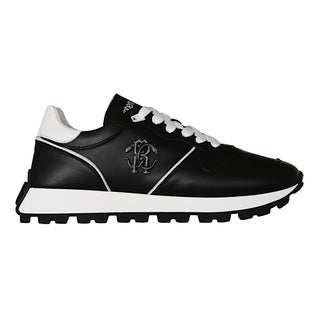 Roberto Cavalli 22541-A Men's Shoes Black Calf-Skin Leather Casual Sneakers (RC1003)-AmbrogioShoes