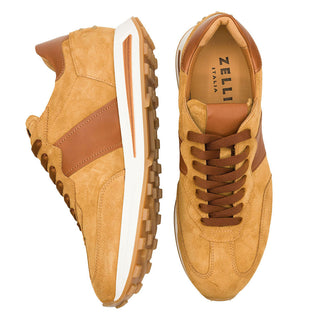 Zelli Italia Roxi Men's Shoes Cognac Suede & Calf-Skin Leather Sneaker (ZEL1078)