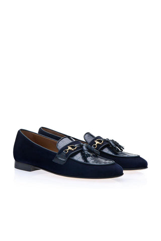 SUPERGLAMOUROUS Bruno Crocodile & Suede Tassel Loafer (SPGM1366)