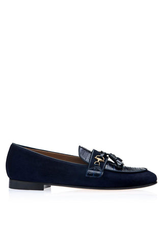 SUPERGLAMOUROUS Bruno Exotic Crocodile Skin & Suede Tassel Loafer (SPGM1366)-AmbrogioShoes