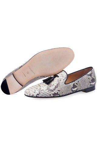 SUPERGLAMOUROUS Dominique Stone Exotic Python Tassels Loafers (SPGM1090)-AmbrogioShoes