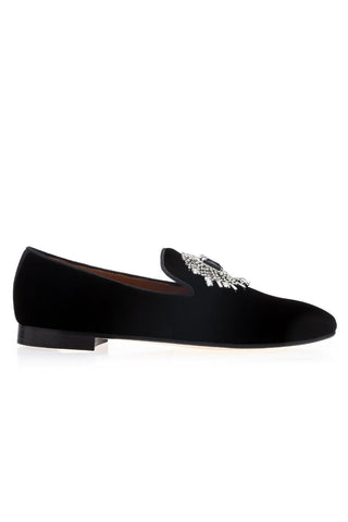 SUPERGLAMOUROUS Jupiter Velvet Crystal Slipper Loafers-AmbrogioShoes
