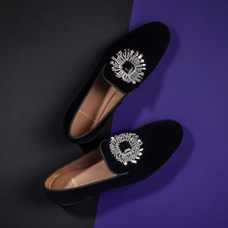 SUPERGLAMOUROUS Jupiter Velvet Crystal Slipper Loafers-AmbrogioShoes