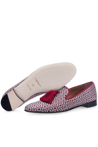 SUPERGLAMOUROUS Louis Jacquard Canvas Slip-On Tassel Loafer (SPGM1369)-Dellamoda