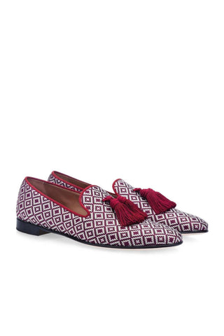 SUPERGLAMOUROUS Louis Jacquard Canvas Slip-On Tassel Loafer (SPGM1369)-Dellamoda