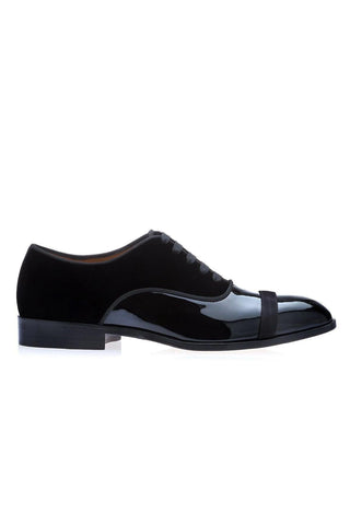 SUPERGLAMOUROUS Mathis Multi Black Velvet / Patent Formal Oxfords (SPGMS1024)-AmbrogioShoes