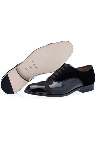 SUPERGLAMOUROUS Mathis Multi Black Velvet / Patent Formal Oxfords (SPGMS1024)-AmbrogioShoes