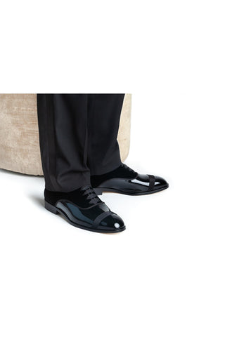 SUPERGLAMOUROUS Mathis Multi Black Velvet / Patent Formal Oxfords (SPGMS1024)-AmbrogioShoes