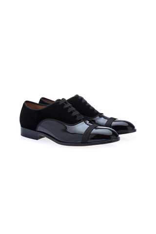 SUPERGLAMOUROUS Mathis Multi Black Velvet / Patent Formal Oxfords (SPGMS1024)-AmbrogioShoes