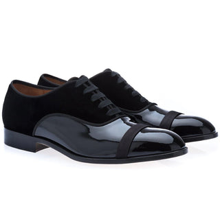 SUPERGLAMOUROUS Mathis Multi Men's Shoes Black Velvet / Patent Leather Formal Oxfords (SPGMS1024)-AmbrogioShoes