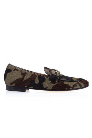 SUPERGLAMOUROUS Morris Green Camouflage Pony Slip-on Horsebit Loafers (SPGM1311)-Dellamoda