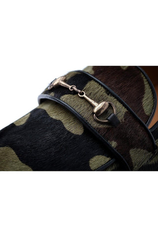SUPERGLAMOUROUS Morris Green Camouflage Pony Slip-on Horsebit Loafers (SPGM1311)-Dellamoda