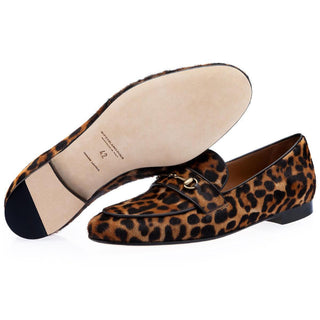 SUPERGLAMOUROUS Morris Orange & Black Leopard Print / Pony Horsebit Loafers (SPGM1005)-AmbrogioShoes