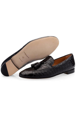 SUPERGLAMOUROUS Philippe Crocodile Skin Slip-On Tassels Loafer (SPGM1356)-AmbrogioShoes