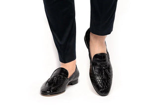 SUPERGLAMOUROUS Philippe Crocodile Skin Slip-On Tassels Loafer (SPGM1356)-AmbrogioShoes