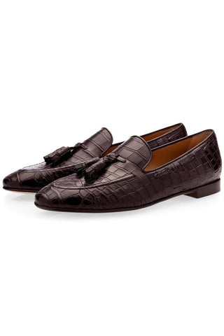 SUPERGLAMOUROUS Philippe Crocodile Slip-On Tassels Loafer (SPGM1356)-AmbrogioShoes