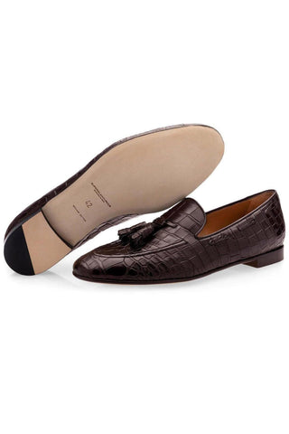 SUPERGLAMOUROUS Philippe Crocodile Slip-On Tassels Loafer (SPGM1356)-AmbrogioShoes