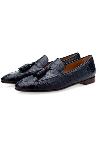 SUPERGLAMOUROUS Philippe Crocodile Slip-On Tassels Loafer (SPGM1356)-AmbrogioShoes