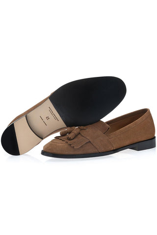 SUPERGLAMOUROUS Romeo Gorain Suede Kiltie Slip-On Tassel Loafer (SPGM1374)-Dellamoda