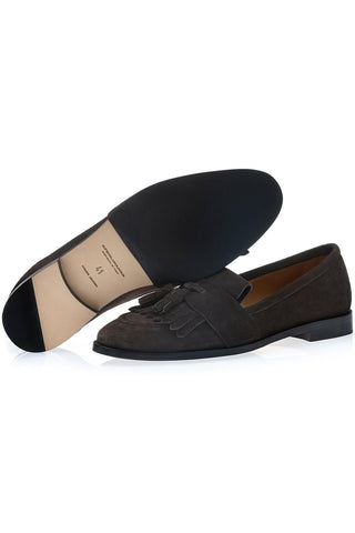 SUPERGLAMOUROUS Romeo Gorain Suede Kiltie Slip-On Tassel Loafer (SPGM1374)-Dellamoda