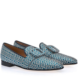 SUPERGLAMOUROUS Savoy Men's Shoes Jacquard Canvas Slip-On Buckle Loafer (SPGM1368)-AmbrogioShoes