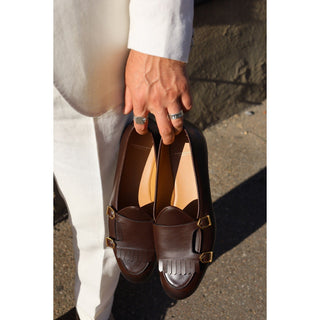 SUPERGLAMOUROUS TANGERINE 7.1 Men's Shoes Nappa Leather Double Monk-Strap Belgian Loafers (SPGM1164)-AmbrogioShoes