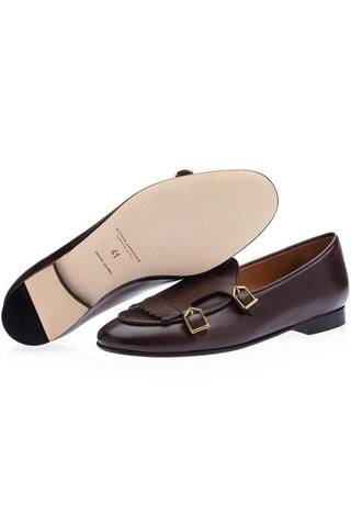 SUPERGLAMOUROUS TANGERINE 7.1 Nappa Leather Double Monk-Strap Belgian Loafers (SPGM1164)