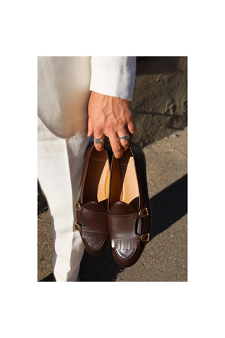 SUPERGLAMOUROUS TANGERINE 7.1 Nappa Leather Double Monk-Strap Belgian Loafers (SPGM1164)