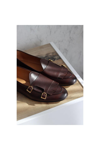 SUPERGLAMOUROUS TANGERINE 7.1 Nappa Double Monk-Strap Belgian Loafers (SPGM1164)-Dellamoda