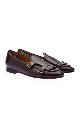 SUPERGLAMOUROUS TANGERINE 7.1 Nappa Leather Double Monk-Strap Belgian Loafers (SPGM1164)-AmbrogioShoes