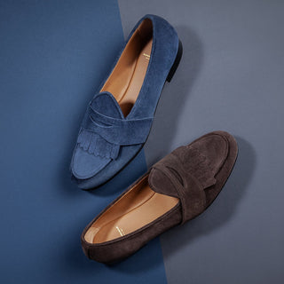 SUPERGLAMOUROUS Tangerine 10 Gorain Suede Belgian Loafers (SPGM1332)-AmbrogioShoes