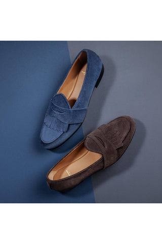 SUPERGLAMOUROUS Tangerine 10 Gorain Suede Belgian Loafers (SPGM1332)-Dellamoda