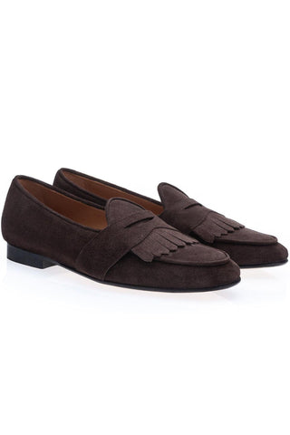 SUPERGLAMOUROUS Tangerine 10 Gorain Suede Belgian Loafers (SPGM1332)-Dellamoda
