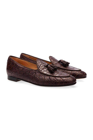 SUPERGLAMOUROUS Tangerine 2 Exotic Crocodile Skin Slip-on Tassel Loafer (SPGM1360)-AmbrogioShoes