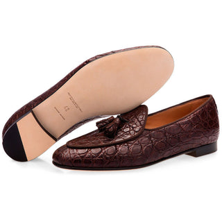 SUPERGLAMOUROUS Tangerine 2 Exotic Crocodile Skin Slip-on Tassel Loafer (SPGM1360)-AmbrogioShoes