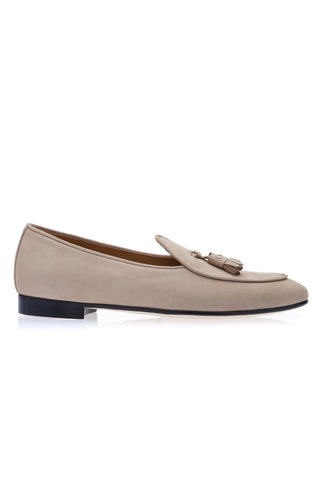 SUPERGLAMOUROUS Tangerine 2 Taupe Nabuk Leather Belgian Loafers (SPGM1147)-AmbrogioShoes