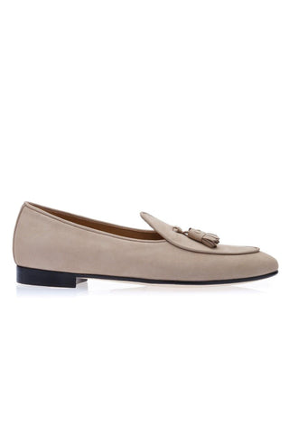 SUPERGLAMOUROUS Tangerine 2 Taupe Nabuk Leather Belgian Loafers (SPGM1147)-Dellamoda