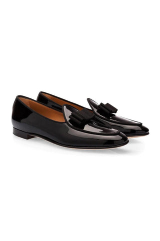 SUPERGLAMOUROUS Tangerine 3 Black Patent Belgian Formal Loafers (SPGM1020)-Dellamoda