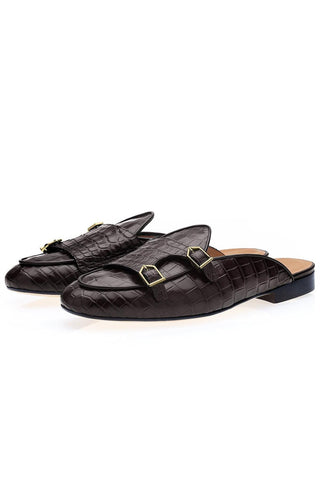 SUPERGLAMOUROUS Tangerine 7 Exotic Crocodile Double Monk Mule (SPGM1350)-AmbrogioShoes