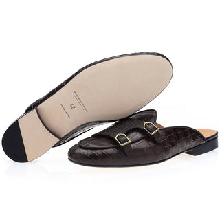 SUPERGLAMOUROUS Tangerine 7 Men's Shoes Exotic Crocodile Double Monk Mule (SPGM1350)-AmbrogioShoes