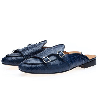 SUPERGLAMOUROUS Tangerine 7 Men's Shoes Exotic Crocodile Double Monk Mule (SPGM1350)-AmbrogioShoes