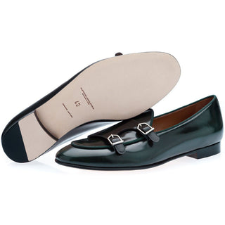 SUPERGLAMOUROUS Tangerine 7 Men's Shoes Polished Calf-Skin Leather Double Monk-Strap Belgian Loafers (SPGM1047)-AmbrogioShoes