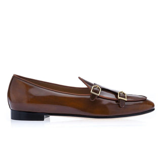 SUPERGLAMOUROUS Tangerine 7 Men's Shoes Polished Calf-Skin Leather Double Monk-Strap Belgian Loafers (SPGM1047)-AmbrogioShoes