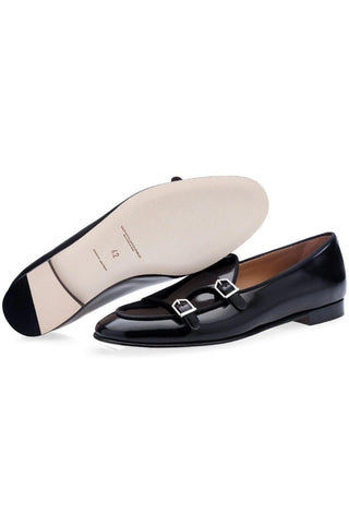 SUPERGLAMOUROUS Tangerine 7 Polished Calf-Skin Leather Double Monk-Strap Belgian Loafers (SPGM1047)-AmbrogioShoes
