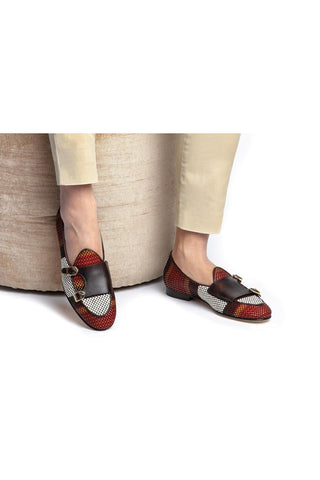 SUPERGLAMOUROUS Tangerine 7 Tetris Hand-Loomed Leather Belgian Loafer-AmbrogioShoes