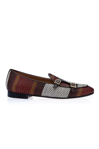 SUPERGLAMOUROUS Tangerine 7 Tetris Hand-Loomed Leather Belgian Loafer-AmbrogioShoes