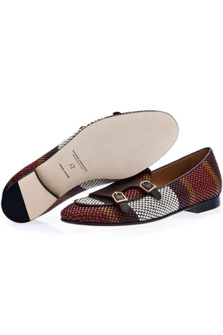 SUPERGLAMOUROUS Tangerine 7 Tetris Hand-Loomed Leather Belgian Loafer-AmbrogioShoes