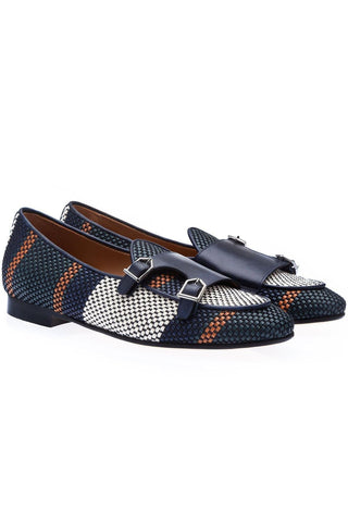 SUPERGLAMOUROUS Tangerine 7 Tetris Hand-Loomed Leather Belgian Loafer-Dellamoda