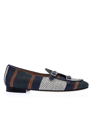 SUPERGLAMOUROUS Tangerine 7 Tetris Hand-Loomed Leather Belgian Loafer-Dellamoda