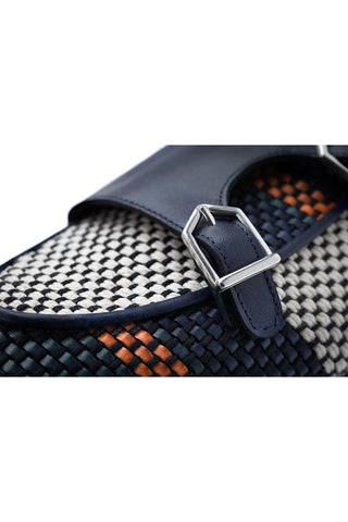 SUPERGLAMOUROUS Tangerine 7 Tetris Hand-Loomed Leather Belgian Loafer-Dellamoda